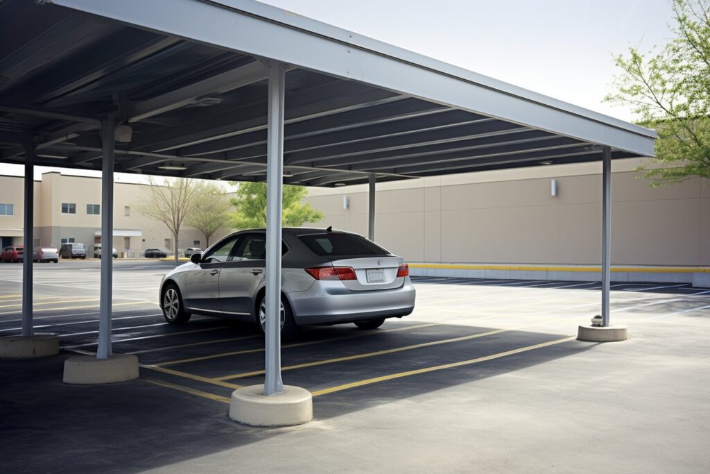 carport en métal sur un parking à orthez